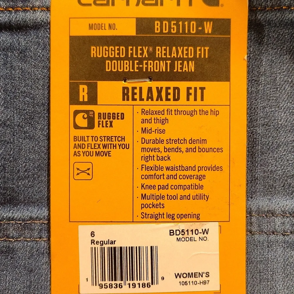Carhartt Women's Relaxed Fit Jeans - Blue Size 6 - Picture 6 of 6